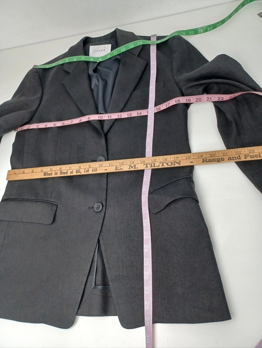 Frame Grandfather Jacket Blazer Size XS Women Linen Blend Black Quiet Luxury - Picture 12 of 15